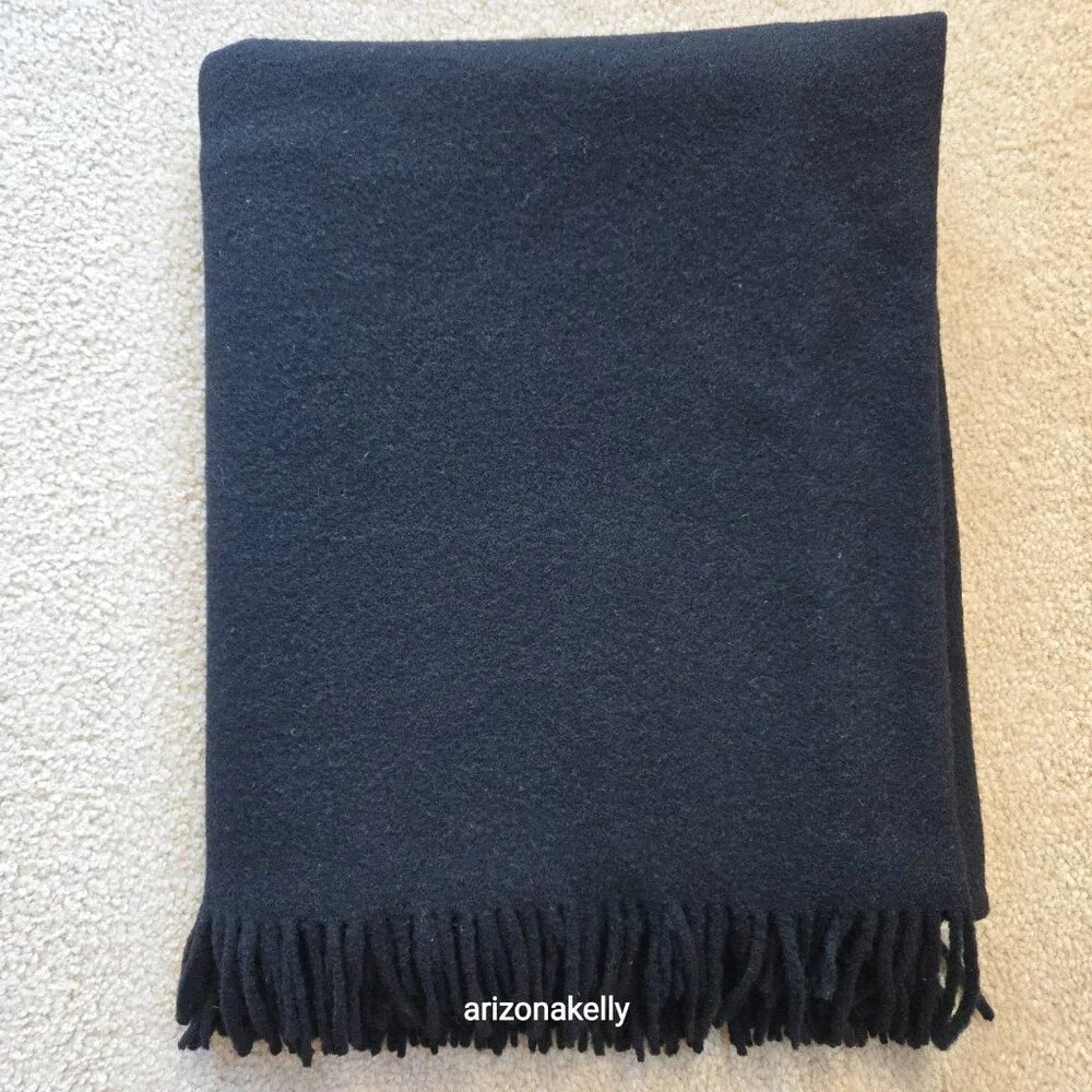 Oversized THICK Wool Wrap Flawless Black Fringe Men's Tall Plus - Picture 15 of 15